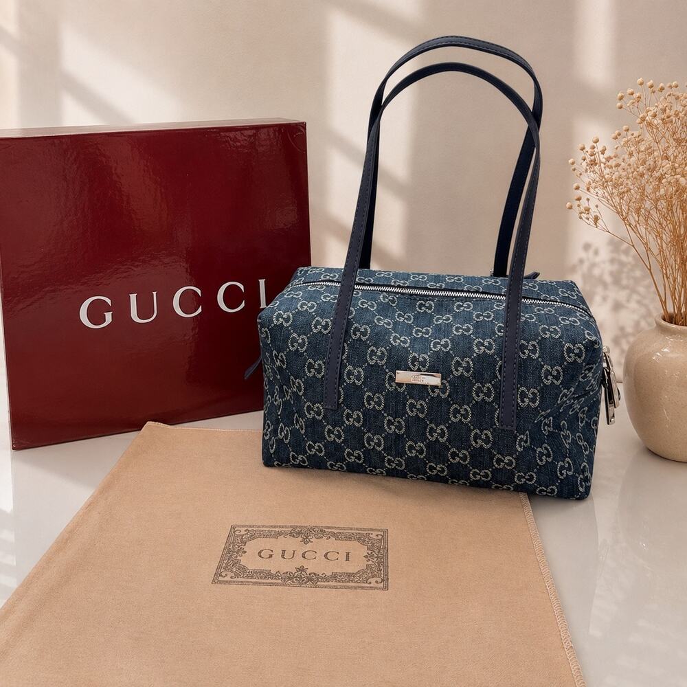 GWP Monogram Denim Boston Bag – Navy